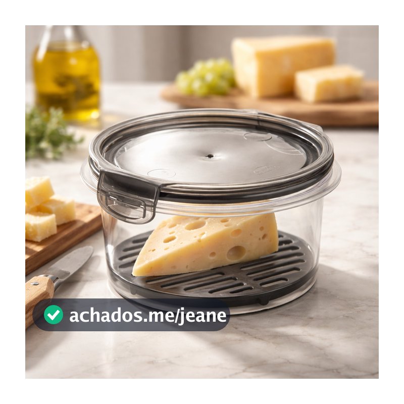 Pote Queijeira C/ Escorredor Hermético Trava Lateral Queijo Minas Soro Cozinha Geladeira Resistente
