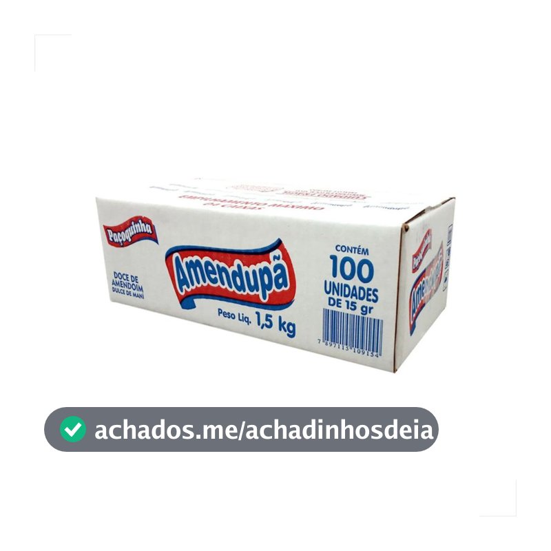 Paçoca Rolha Amendupã Caixa c/100 unidades 1,5kg