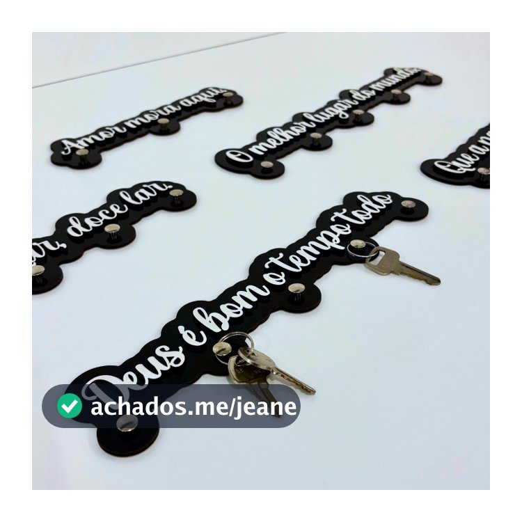 Porta Chave de Parede sem Furo Decorativo Moderno Mdf preto Inspirador