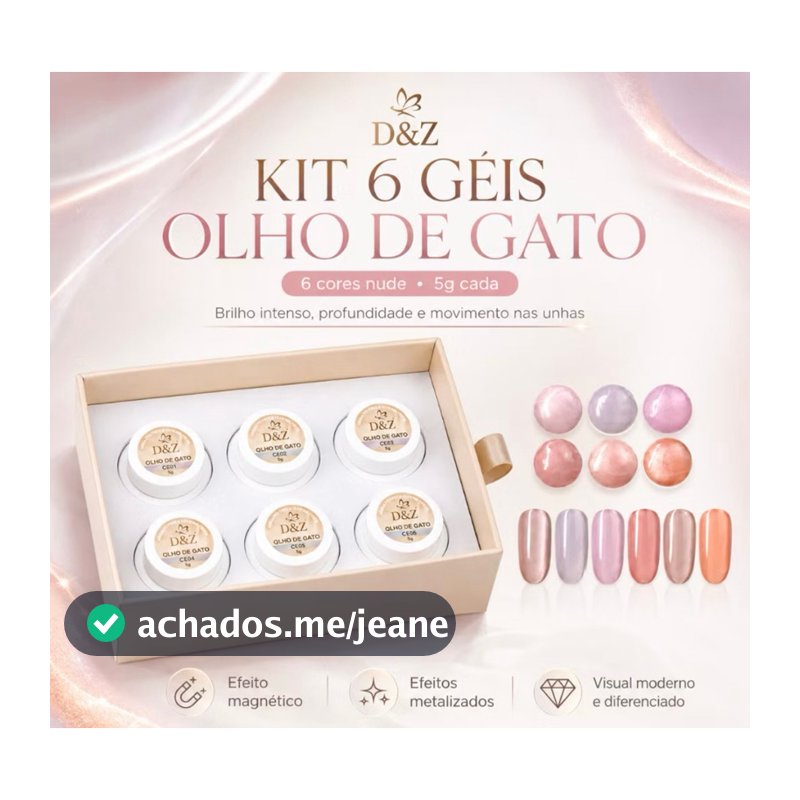 Kit 6 Gel Magnético D&Z 5g Olho De Gato Profissional Unhas Nail Designer Manicure
