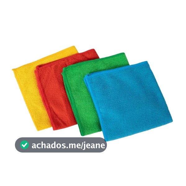 Kit 4 Panos de Multiuso Microfibra 34x34cm | 4 Unidades de Pano Multiuso de Microfibra Cores Sortidas