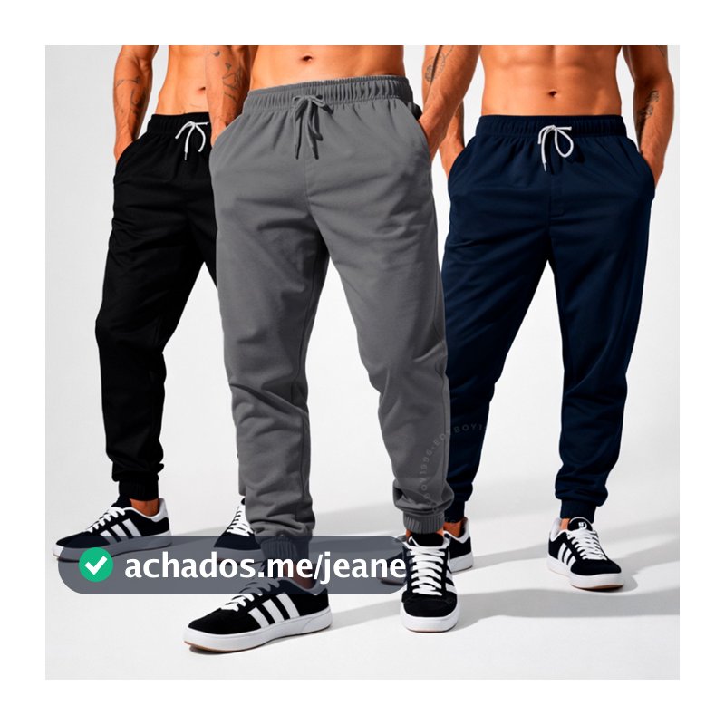 Kit 3 Calça Jogger Masculina Elastano Tactel Academia Treino Fitness Slim Dry Fit Esportiva Leve