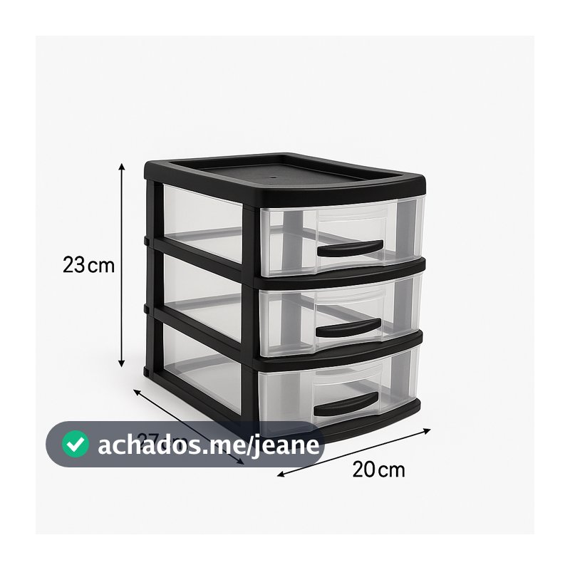 Gaveteiro Organizador Suporte Organizador 03 Gavetas Plastico Resistente Porta Monitor