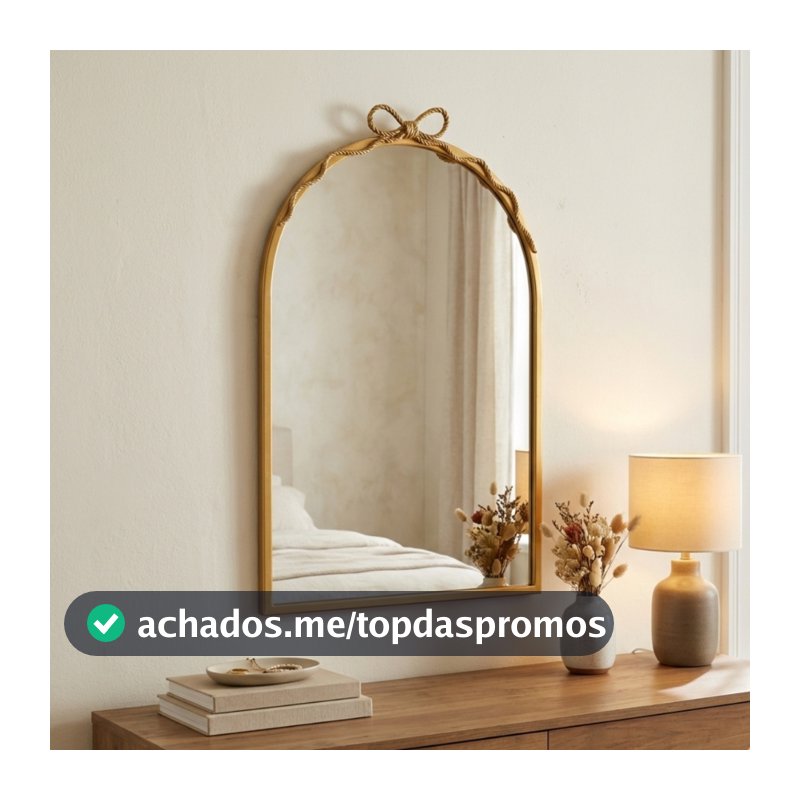 Suporte Para Espelho De Laço Decorativo Arco Dourado Para Parede – Sala/Quarto Moderno
