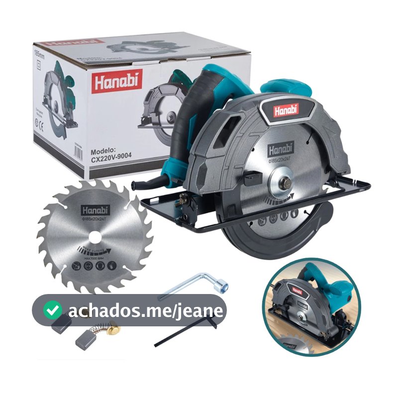 Serra Circular 1800W Elétrica Profissional Hanabi Disco 185mm 8000rpm Potente P/ Obra