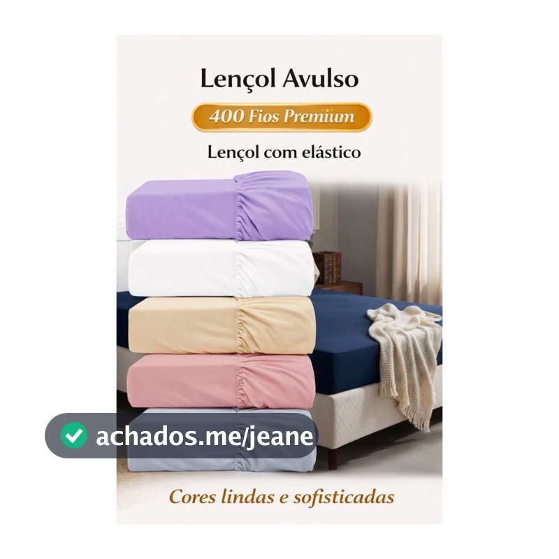 Lençol Com Elástico Avulso 400 Fios Micropercal Poliéster Liso