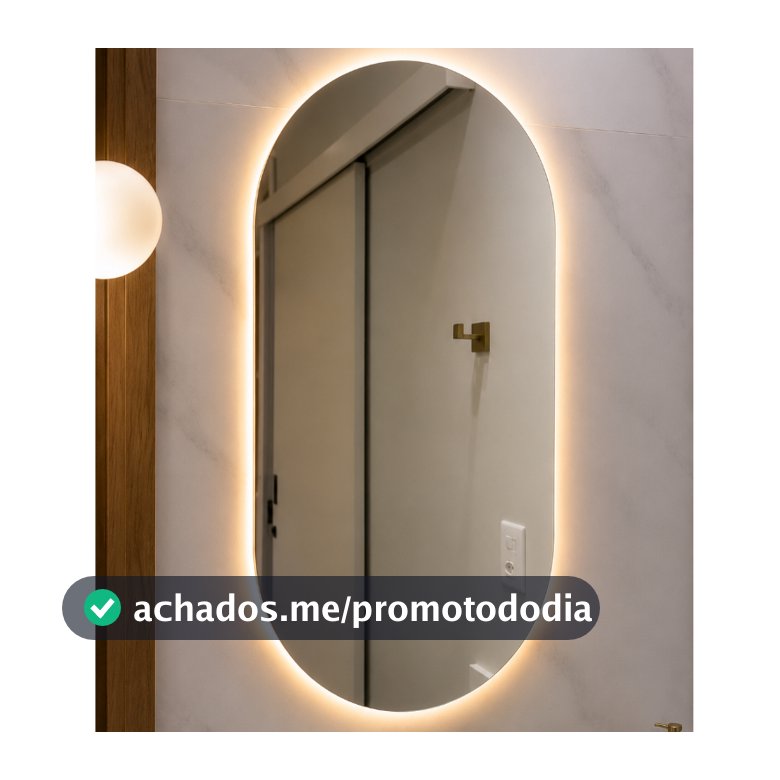Espelho Oval Decorativo com LED ou sem LED Vidro Lapidado 40x50 e 80x50 para Banheiro Quarto Sala