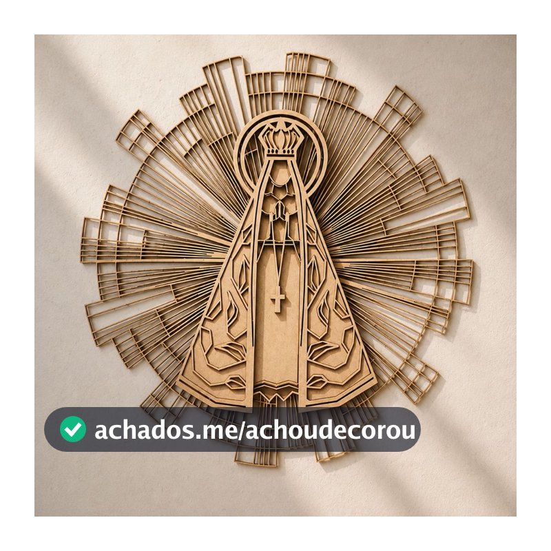 Quadro Nossa Senhora Aparecida Vazado MDF Cru 3mm 60x60cm