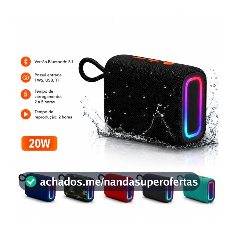 Caixa Caixinha De Som Bluetooth Sem Fio Tws Portátil Pendrive Usb 20w Estilo Go4