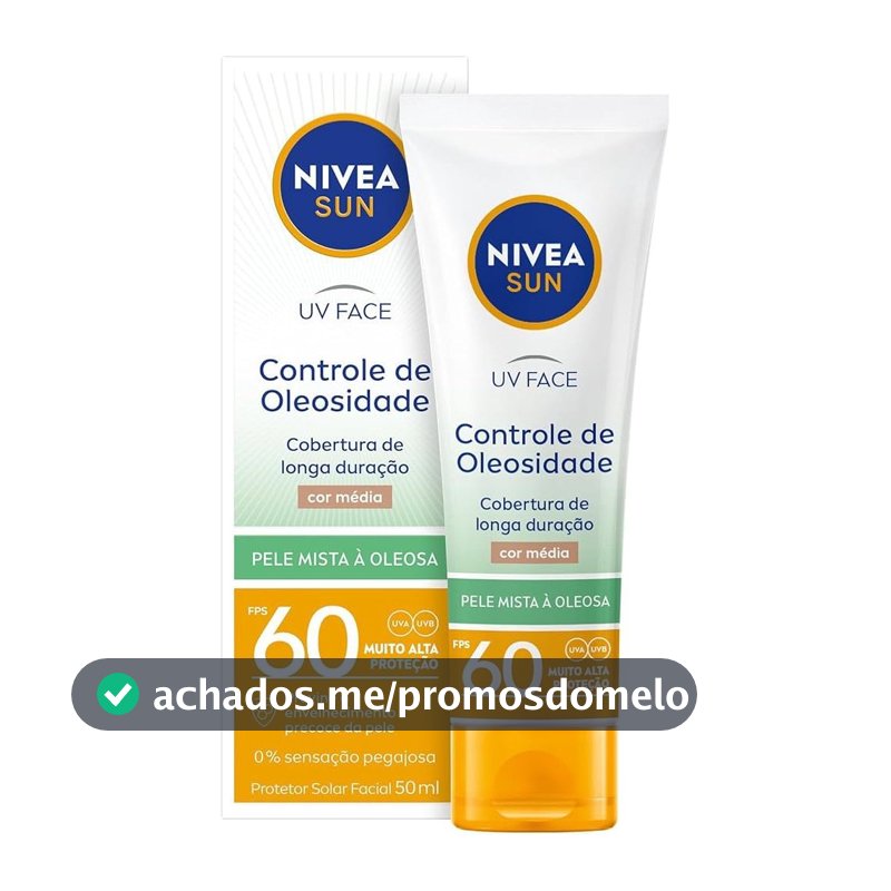 Protetor Solar Nivea Sun Controle de Oleosidade Cor Média Pele Mista e Oleosa Fps 60 - 50 mL