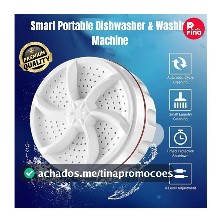 Mini Máquina de Lavar Roupas Panos Toalhas no Balde Portátil Ultrassônica Lavanderia USB Lava Louças Branco com USB