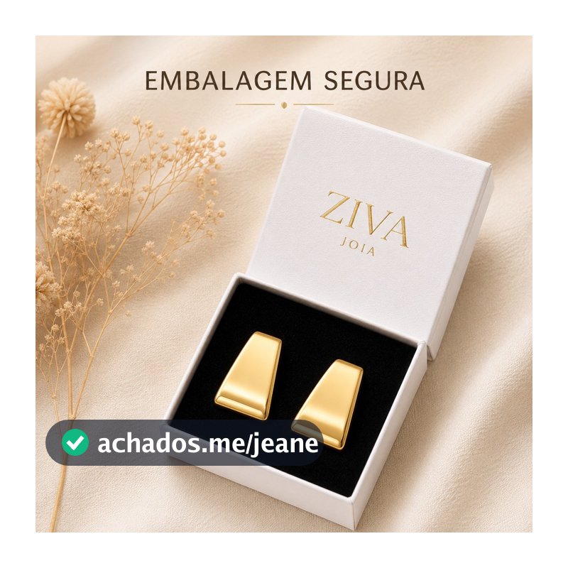 Par De Brincos Femininos Dourados Largos Geométricos Em Aço Inoxidável Com Pino