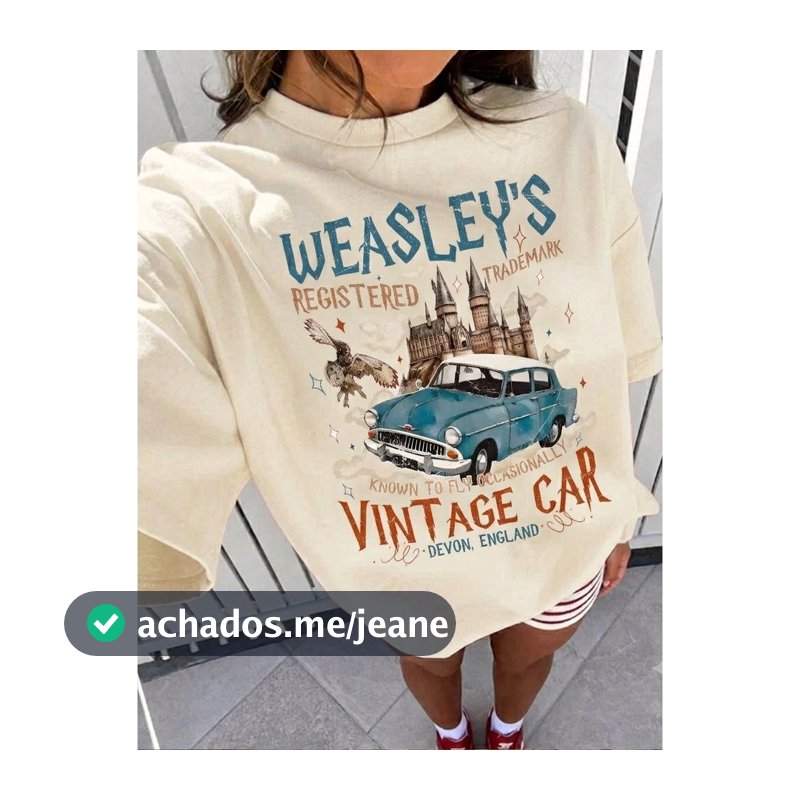 Camiseta Carro Voador Bruxo Vintage Algodão Camisa Harry Potter Geek Nerd Blusa Estampada Masculina Feminina Unissex