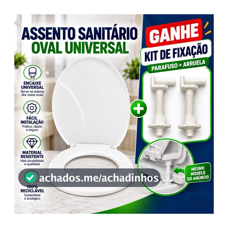 Assento Universal para Vaso Sanitário em Plástico Branco Resistente/ Toy PR