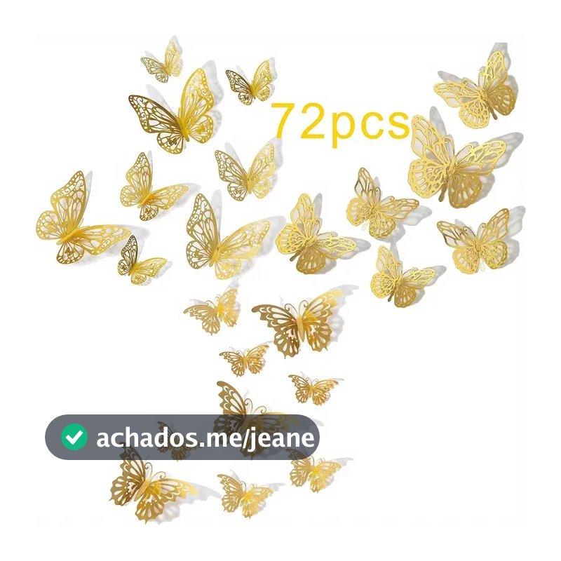 Kit 72 Borboletas Decorativas Artificial 3D para Decoração de Parede Festa Balão Bexiga Jardim