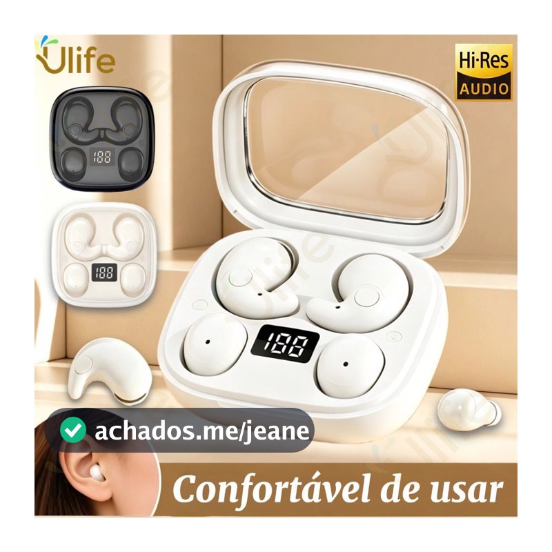 Fones de ouvido Bluetooth de dormir 2 pares sem fio com microfone, fones de ouvido com cancelamento de ruído-UL
