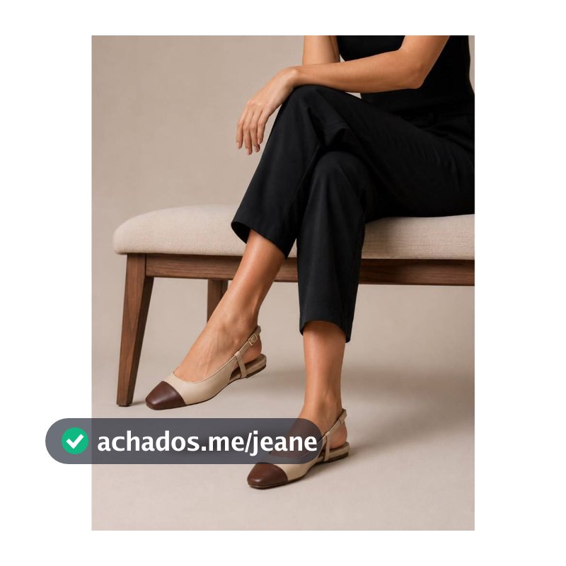 Sapatilha Feminina Confortável Luxo Elegante Sapato Feminino Slingback Mocassim Bico Quadrado BICOLOR