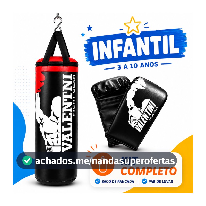 Saco De Pancada Infantil Cheio + 1 Par De Luva Bate Saco Treino