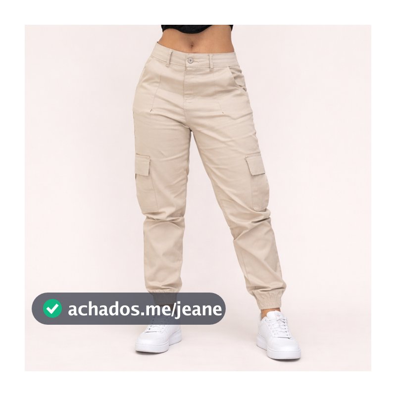 Calça Cargo Feminina Jogger Cintura Alta Com Bolso Lateral Com Lycra Streetwear Stillger