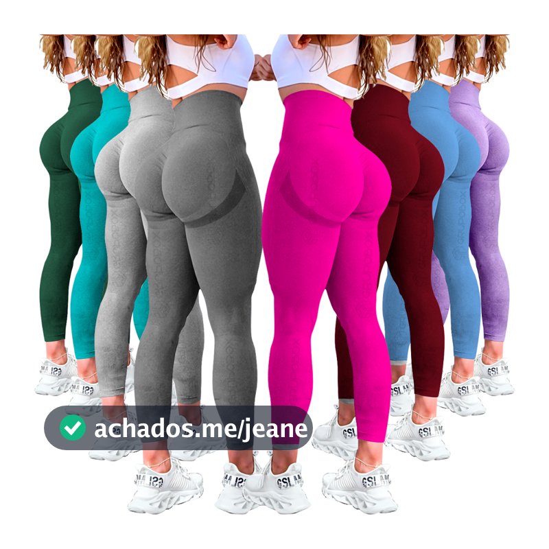Kit Com 2 Calça Legging Feminina Academia Esportiva Fitness Cintura Alta Levanta Bumbum