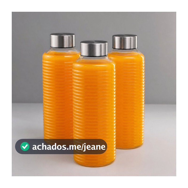 3 Garrafa Vidro 1000ml Tampa Inox Ideal Geladeira Agua stooz