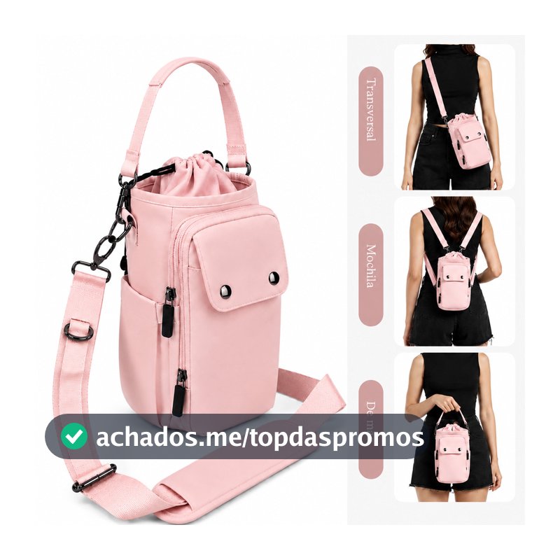 Bolsa Para Garrafa Vira Mochila 5 Bolsos 40oz Impermeável Alça Ajustável Com Mosquetão Uso Nas Costas E Transversal