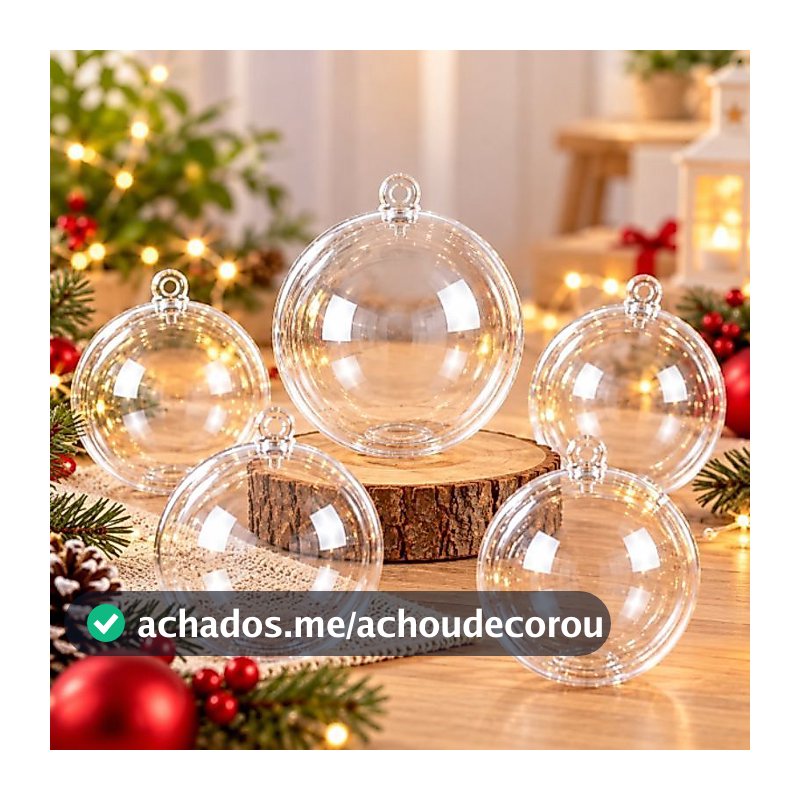 Bolinha De Natal 6,5cm kit 10 unds, Esfera Acrílica para Personalizar