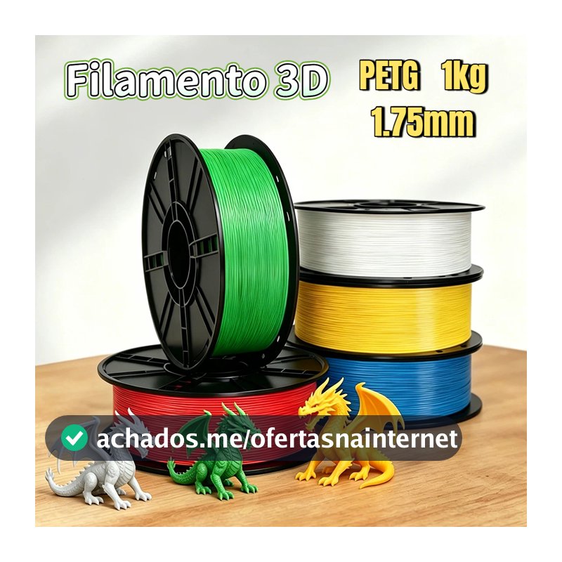 Filamento PETG Premium 1Kg 1.75mm Impressão 3D Alta Qualidade Profissional Varias Cores