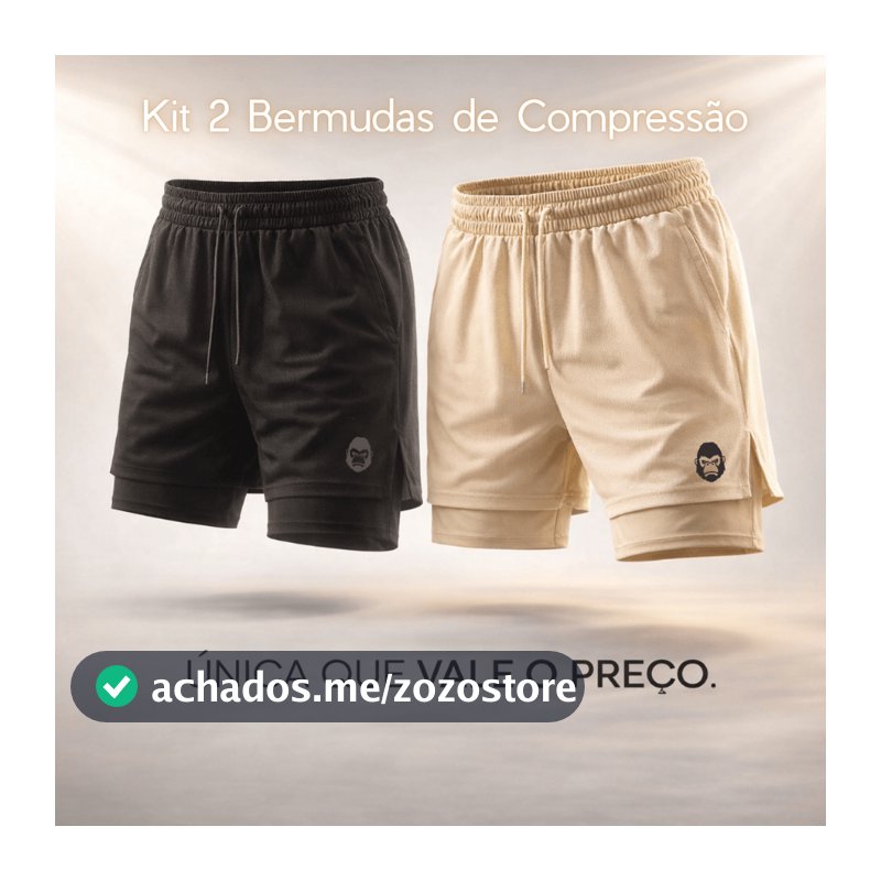 Kit 2 Bermudas Kong 2 em 1 Sports Para Academia Masculina