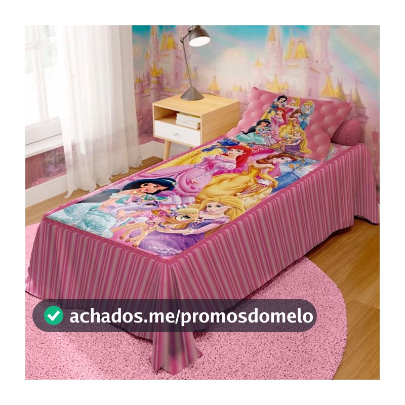 Jogo De Lençol Cobre Leito + Fronha Quarto Infantil Princesas Disney