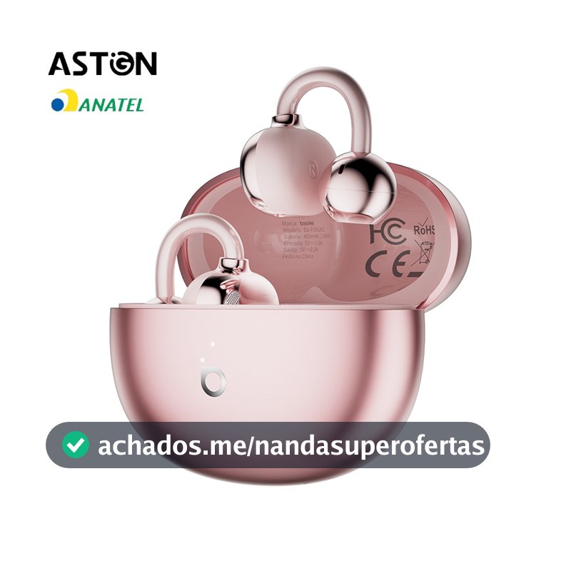 Astgn X Basike Fones de Ouvido Clip-on, Bluetooth 5.4, Cancelamento de Ruído ENC com Dois Microfones