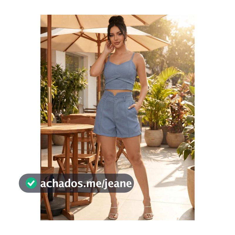Conjunto Feminina Cropped E Short Com Bojo P M G GG
