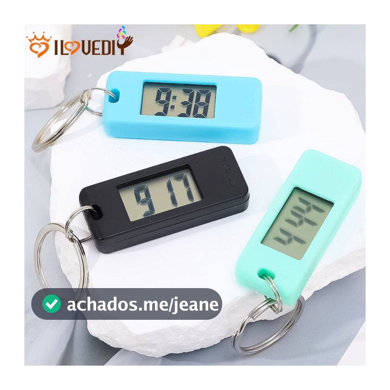 [Destaque] Moda Relógios De Pulso Simples Digitais Relógio Digital Eletrônico De Bolso Mini Mochila Portátil Chaveiro Suspenso
