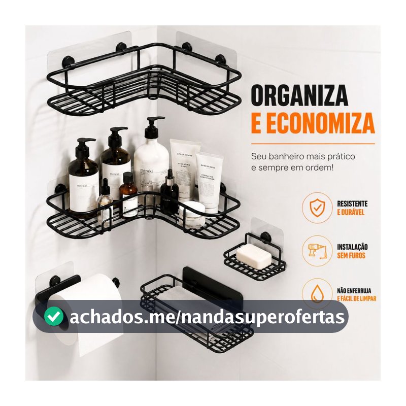 Suporte Prateleira Para Banheiro Cozinha Lavanderia Alto Adesivo Organizador Sabonete Shampoo Papel Higiênico Casa