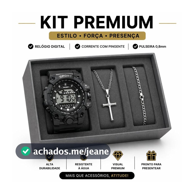 Kit Relógio Masculino Digital Sport À Prova D'Água Corrente Pulseira Pingente