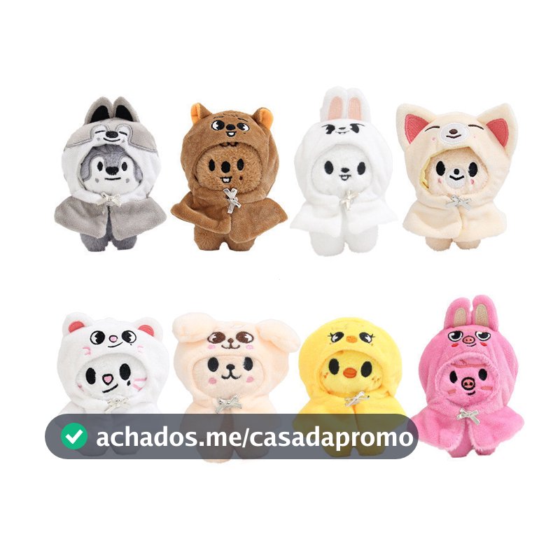 Boneca de Pelúcia Kpop Idol Stray Kids de 10cm com Capa Fofa Roupas Colecionáveis para Fãs SKZ
