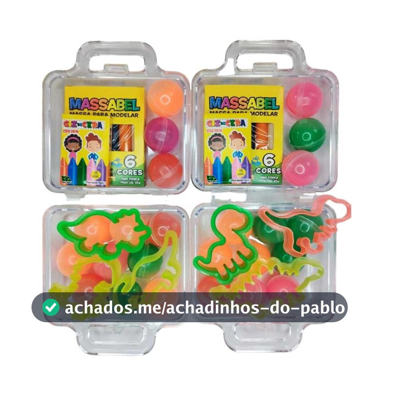10 Maletinha + 10 Cortador + 10 Massinha De Modelar + 10 Geleca Slime+ 10 Giz 10G Kit Lembracinha