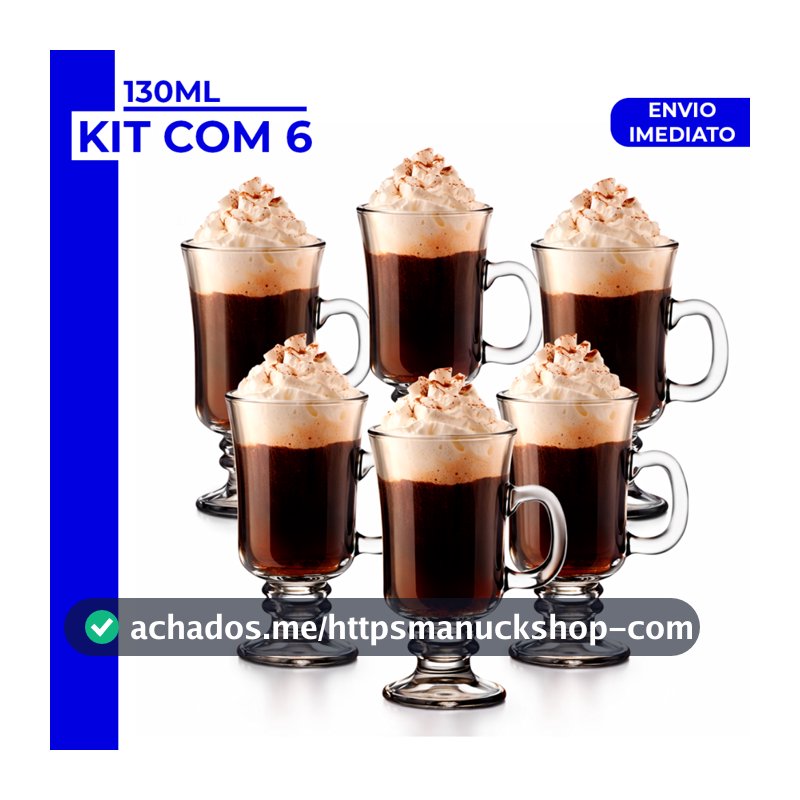 Jogo 3 ou 6 Peças Canecas Capuccino Nespresso Em Vidro Irish Coffee 130ml/230ml Chocolate  Café Nespres