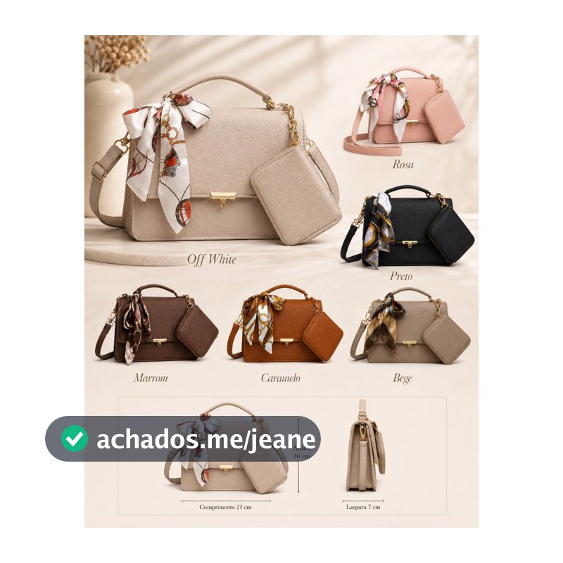 Bolsa Feminina Transversal + Carteira Laço Zíper 6 Cores Disponíveis