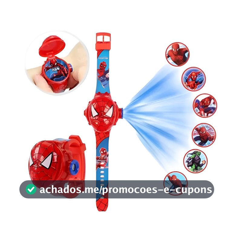 Relógio Homem Aranha Projetor De Imagens Para Crianças Acima de 3 Anos