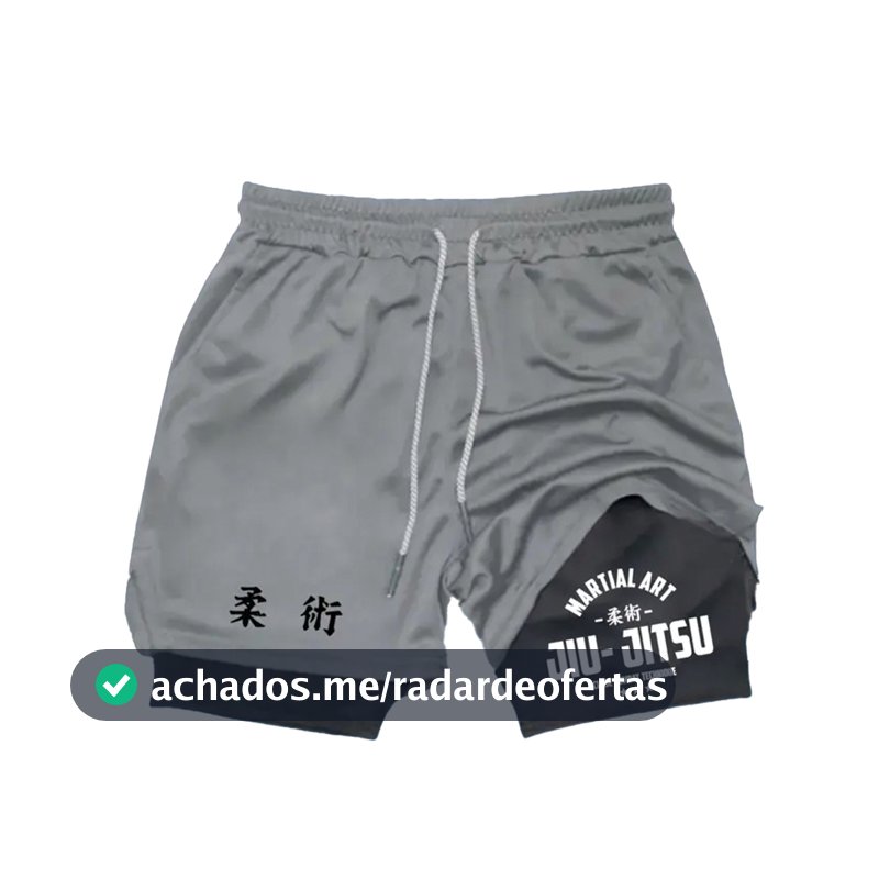 Short esportivo compressão fitness 2 em 1 masculino arte marcial jiujitsu brazilian arte moda