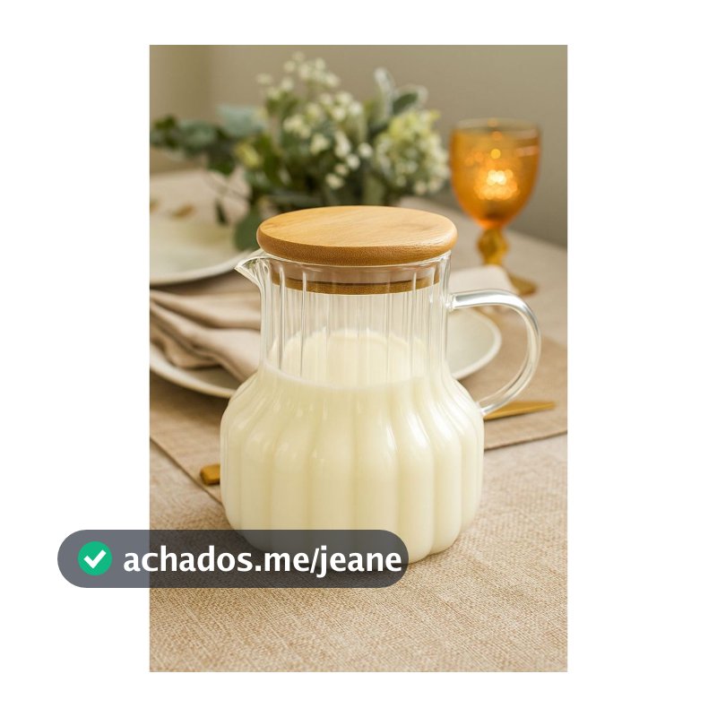 Jarra de Vidro  Tampa de Bambu 500 ml para Servir Mesa Posta