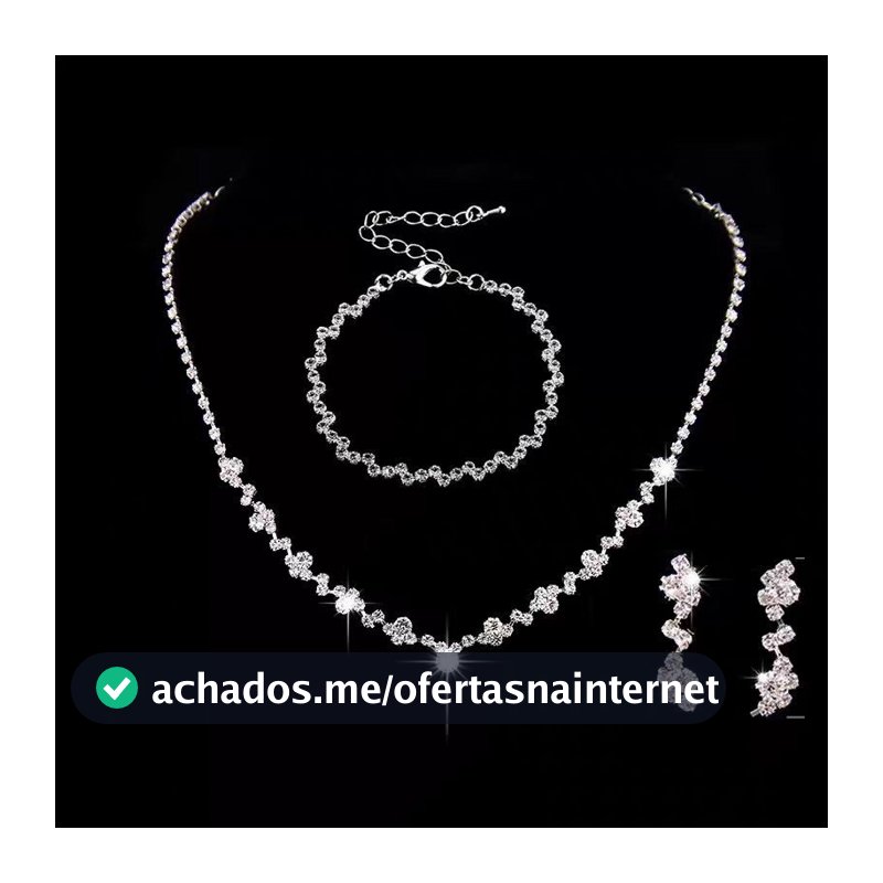 Conjunto De 3 Peças De Colar E Pulseira Com Strass E Flores Para Mulheres Conjunto De Joias 3 Em 1 Para Casamento