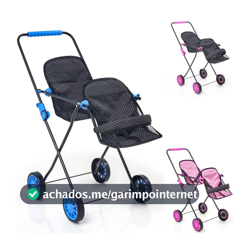 Carrinho de Boneca Gêmeos Baby Estilo Lindo Infantil Menina Alive Leve Fácil de Guardar Novidade