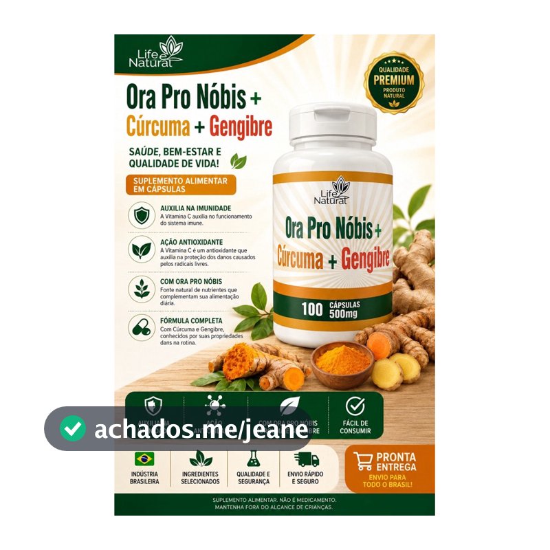 Cúrcuma + Gengibre – 100/200/300 Cápsulas de 500 mg Life natural
