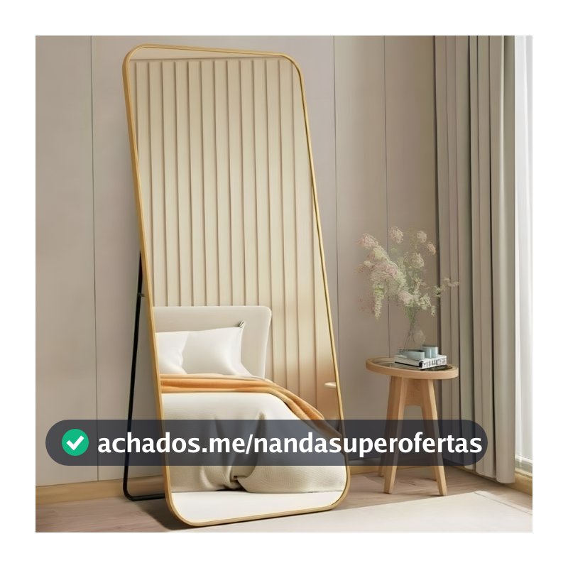 Espelho Lopazzi Retangular Grande Corpo Inteiro 170x70cm Com Moldura Alumínio Para Quarto Sala Decorativo