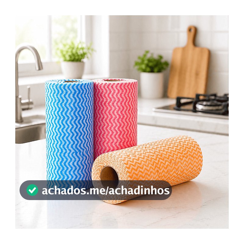 Kit Panos Multiuso Para Cozinha 1 Rolo com 50 Panos Antibactérianos