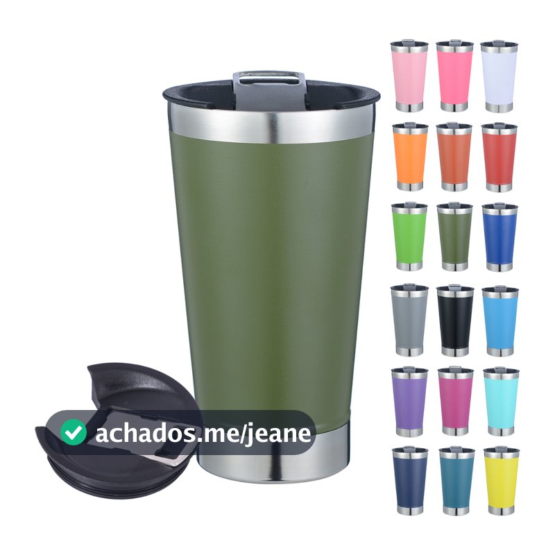 Copo Térmico De Bêbida Gelada/Quente Com Tampa e Abridor inox 473ml Cerveja