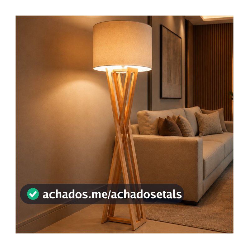Abajur Luminária De Chão Star Detalhada Pés De Madeira Moderna Sala De Estar Escritório Decoração