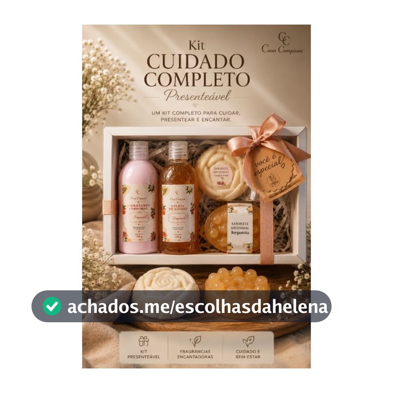 Kit Spa Presenteável Completo | Hidratante + Geleia de Banho + Sabonete Massageador + Sabonete Facial | Casa Compiani